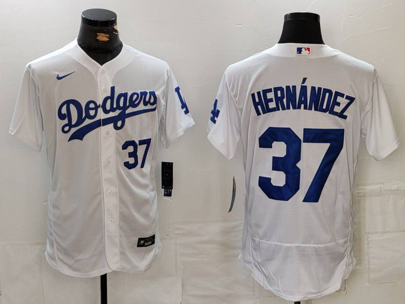 Men Los Angeles Dodgers #37 Hernandez White Nike Elite 2024 MLB Jersey style 7263->los angeles dodgers->MLB Jersey